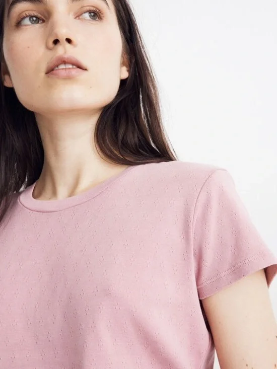 Madewell Rivet and Thread Crewneck Tee - Pink Sz. S - Picture 2 of 5